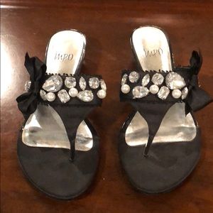 Satin Kitten Heel Sandals with BLING! Formal!